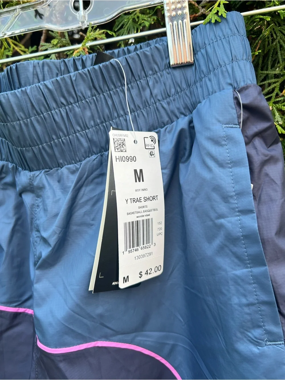 adidas Navy Blue Athletic Shorts with Pink Trim
